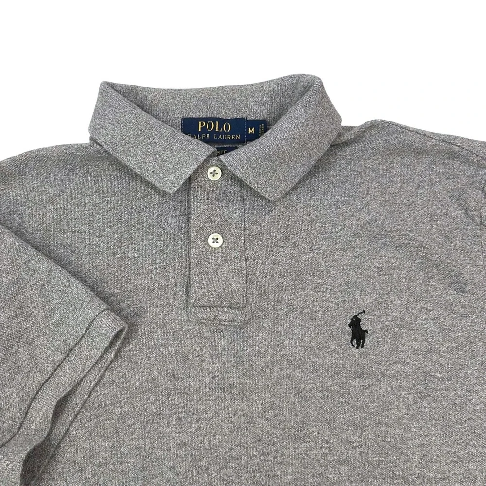 Polo Ralph Lauren  Custom Fit Polo Shirt Mens M Gray Short Sleeve Preppy Golf